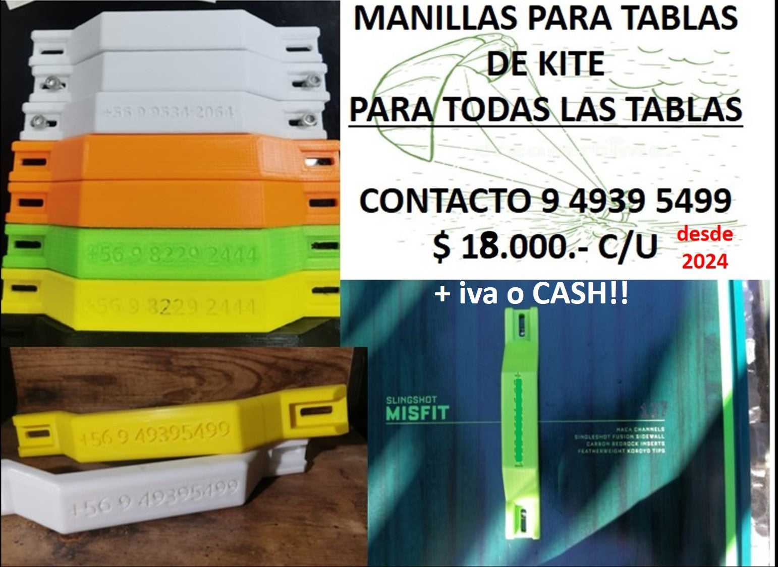 Manilla para tabla de kite alta